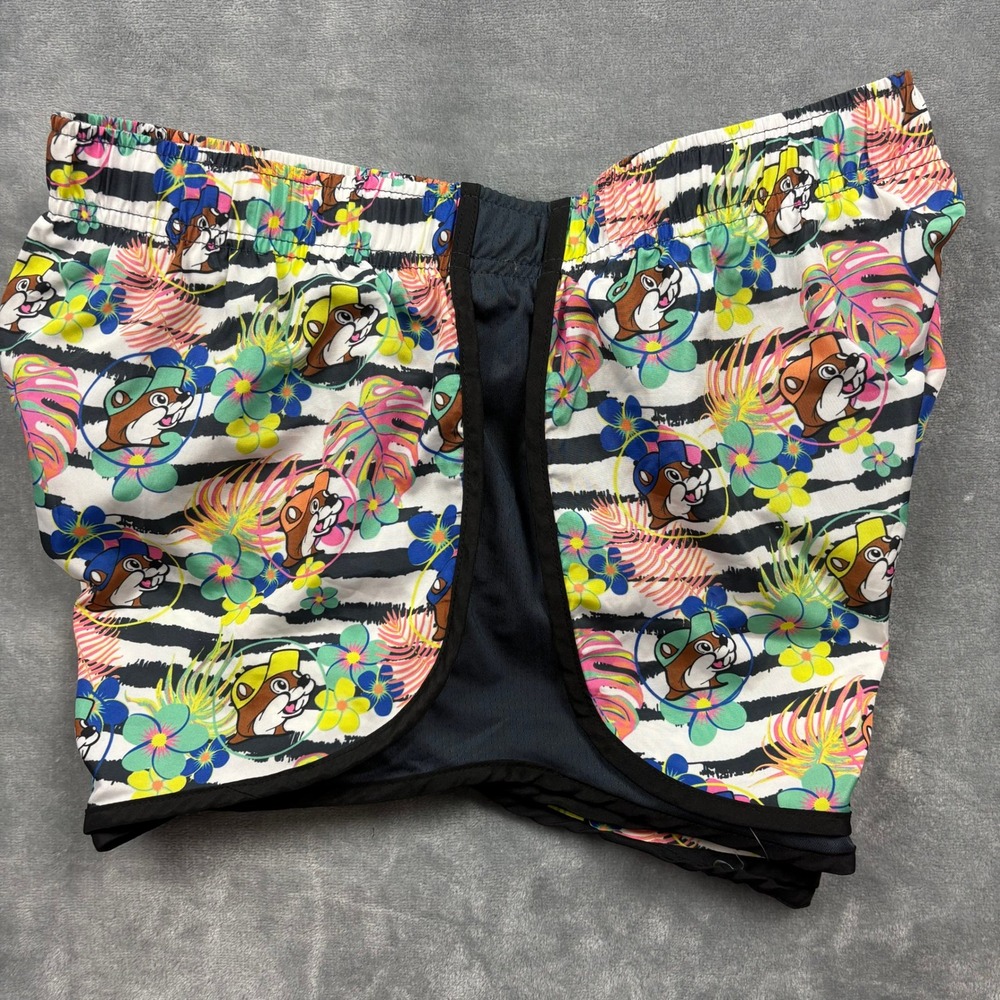 Buc-ee's Beaver Mascot Womens L Dolphin Running Shorts Tropical Lined Novelty - Picture 5 of 12